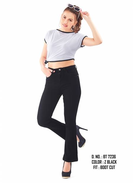 New Stylish Jeans Fancy Wear Boot Cut Pant Collection BT 4114 Z Black